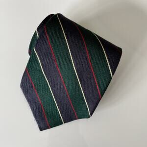 Bert Pulitzer Silk Repp Tie Vintage Striped Green Navy Red White Preppy 3.75x58
